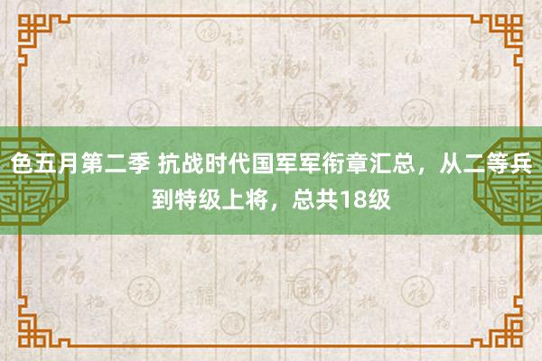 色五月第二季 抗战时代国军军衔章汇总，从二等兵到特级上将，总共18级