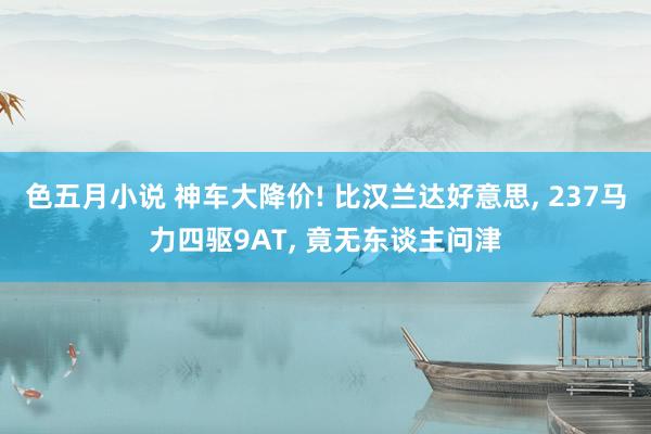 色五月小说 神车大降价! 比汉兰达好意思， 237马力四驱9AT， 竟无东谈主问津
