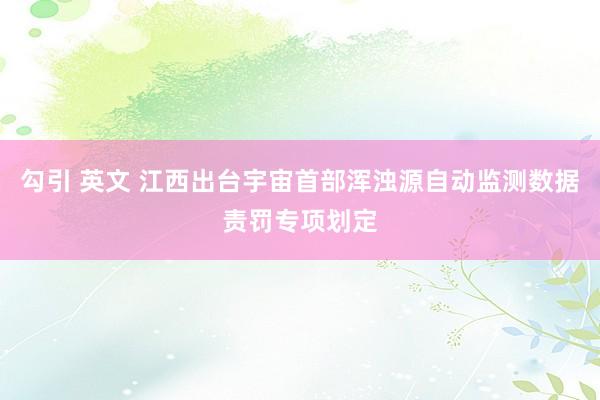 勾引 英文 江西出台宇宙首部浑浊源自动监测数据责罚专项划定