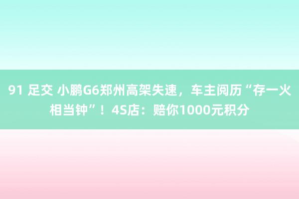 91 足交 小鹏G6郑州高架失速，车主阅历“存一火相当钟”！4S店：赔你1000元积分
